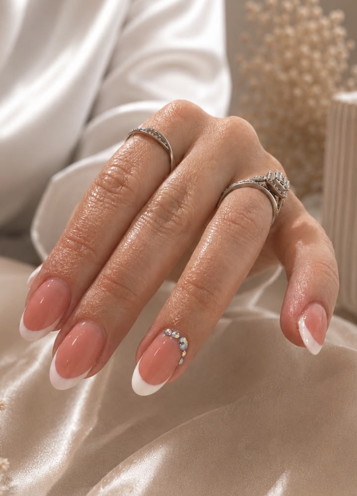 French manicure with crystal detailing by AURE